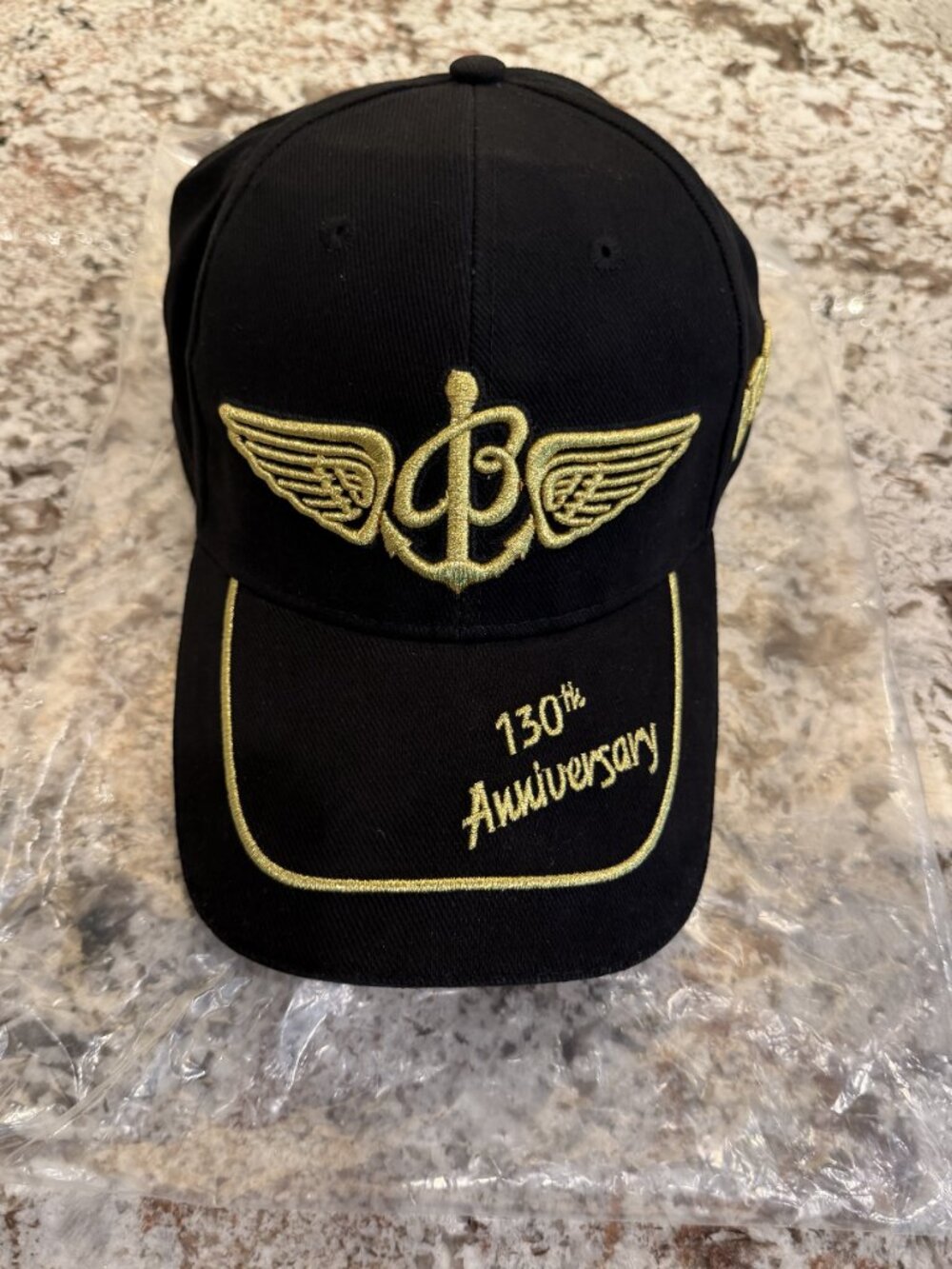 Breitling 130th Anniversary Embroidered Hat Cap Black Gold NEW UNWORN